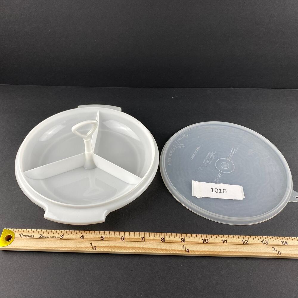 Vintage Tupperware Suzette Relish Tray 608-1 w Lid 3 Section Serving Dish